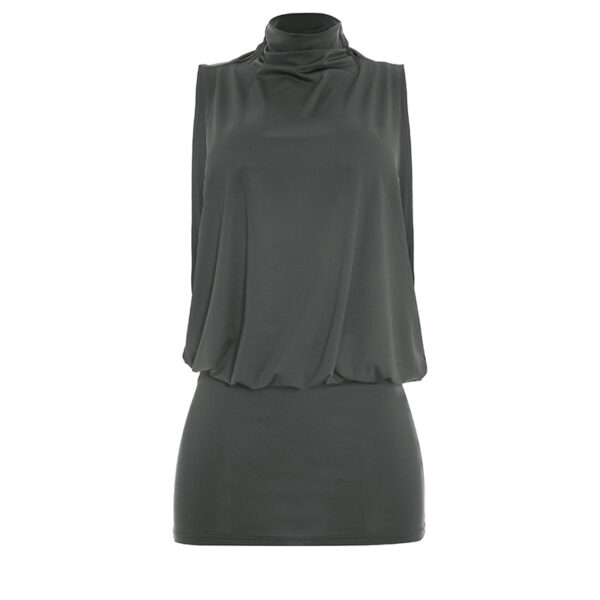 Simple And Elegant Sleeveless Turtleneck Mini Dress For Women - Image 13