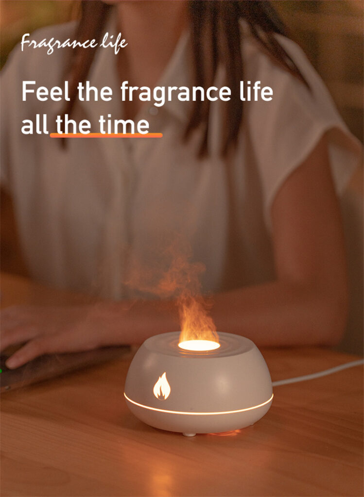 Flame Humidifier Aromatherapy Diffuser 7 Colors Light Home Air Humidifier 130ML USB Room Fragrance Essential Oil Diffuser