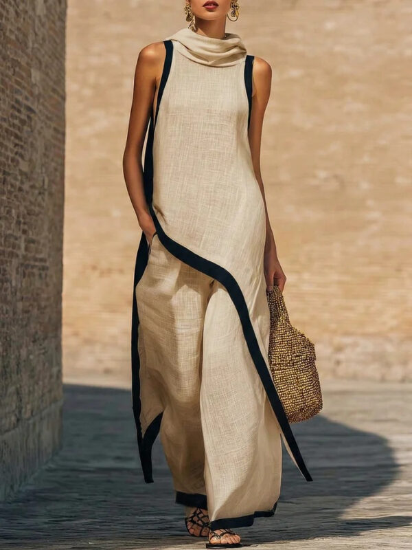 Irregular-cut Hooded Sleeveless Set - Image 13