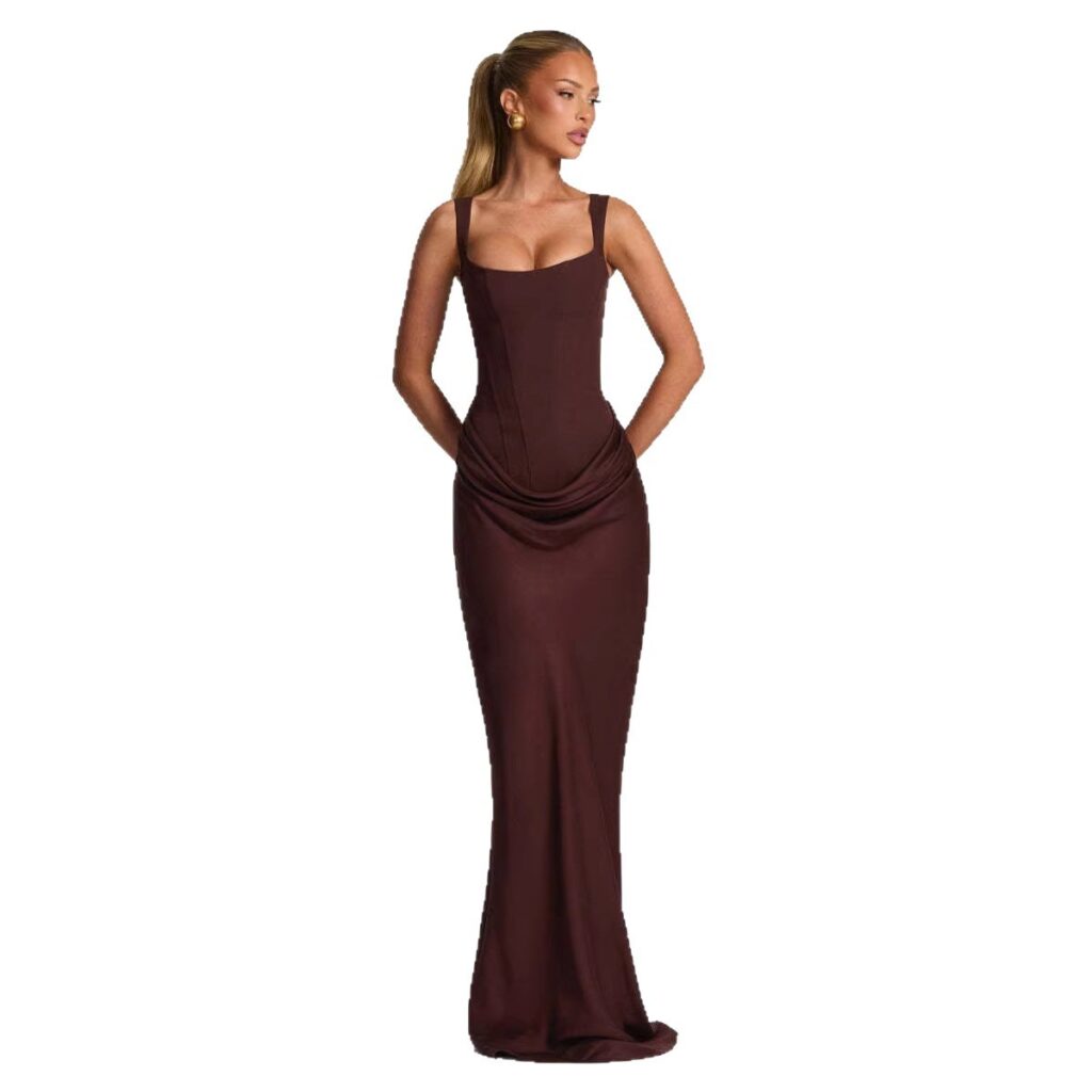 Women's Strapless Sleeveless Sheath Maxi Dress
