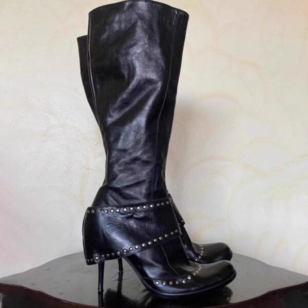 Studded Round-toe Fashion Over-the-knee Boots With A Thin Heel - Image 4