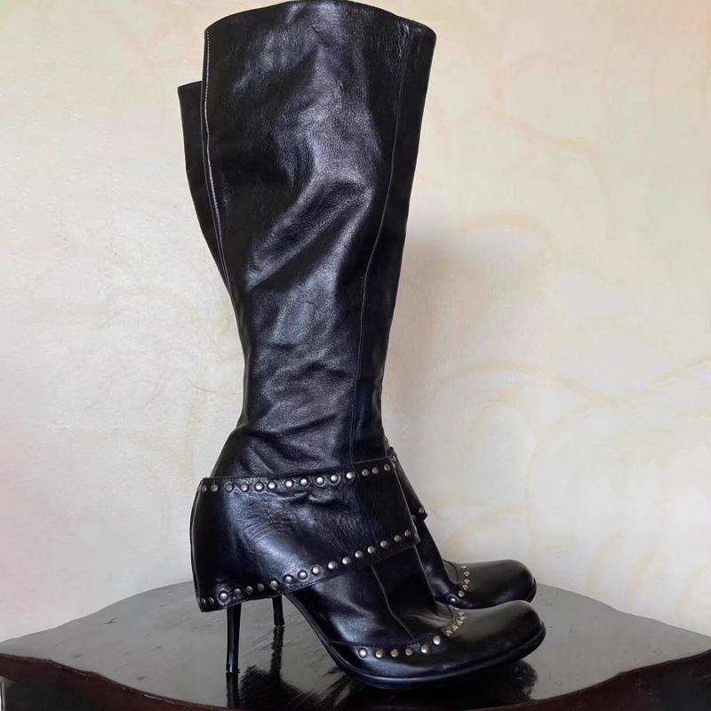 Studded Round-toe Fashion Over-the-knee Boots With A Thin Heel - Image 4