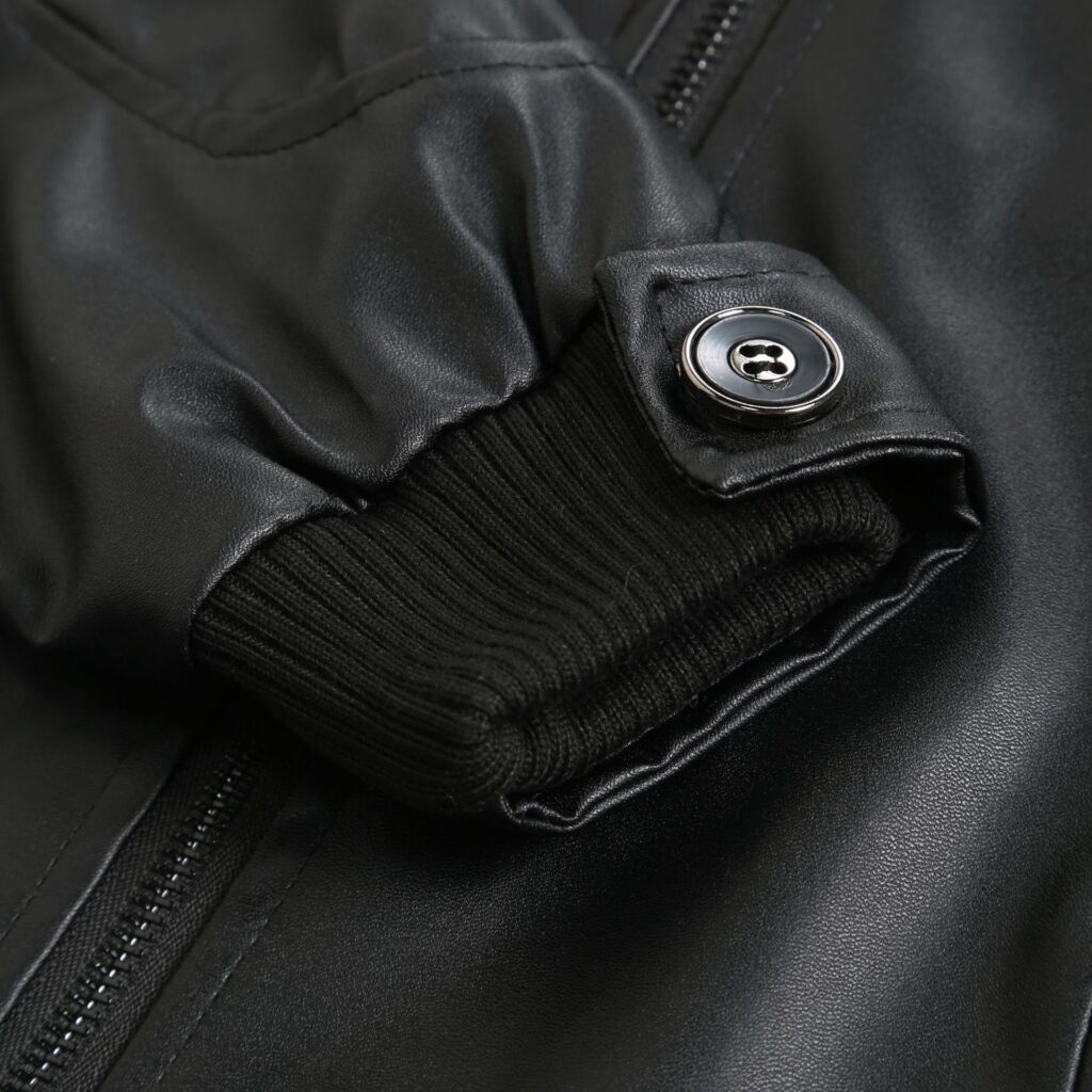 Mens Winter Warm Zip-Up Stand Collar Slim-Fit Leather Jacket Coats