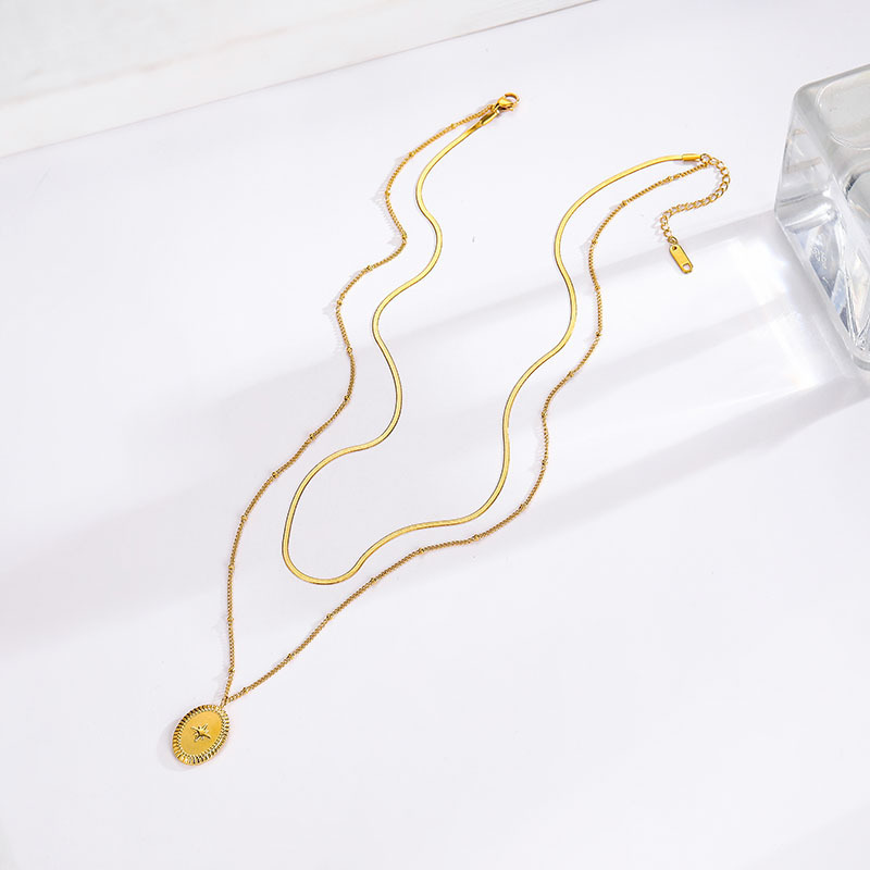 Eight-pointed Star Oval Double-layer Necklace - Image 2