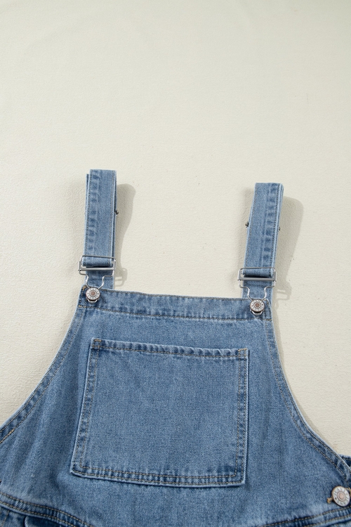 Pleated Wide Leg Pocketed Denim Jumpsuit - Image 8