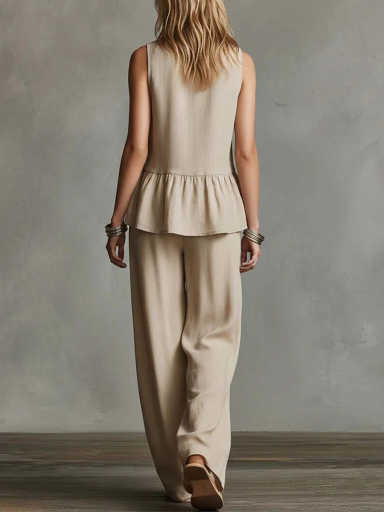 Loose-fitting Top And High-waisted Wide-leg Pants 2-piece Set