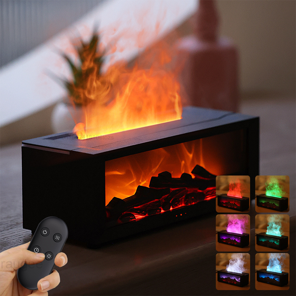 New Flame Aromatherapy Machine Colorful Essential Oil Diffuser Home Large Fog Volume Flame Humidifier 3D Flame Fireplace Machine - Image 1