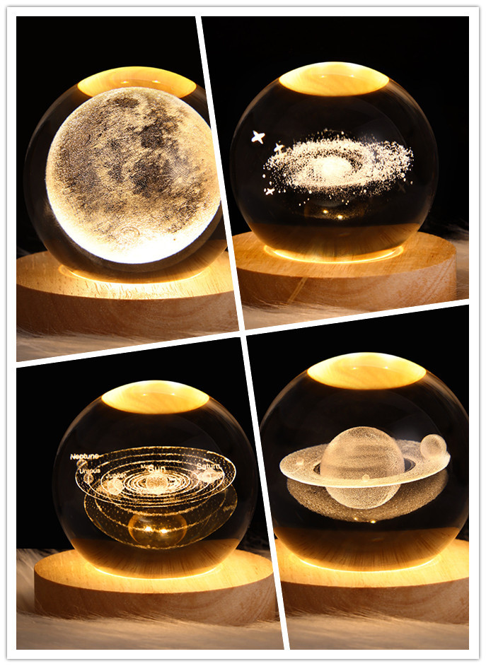 LED Night Light Galaxy Crystal Ball Table Lamp 3D Planet Moon Lamp Bedroom Home Decor For Kids Party Children Birthday Gifts - Image 35
