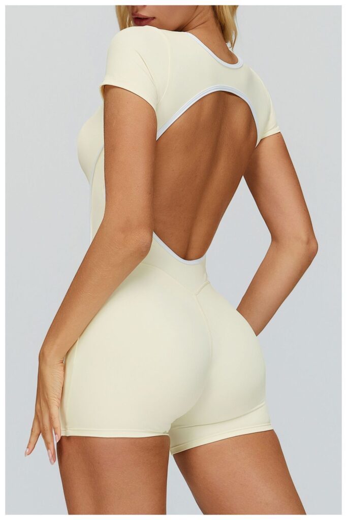 Jumpsuit With Cutout Back, Form-fitting Athletic Fitness Wear