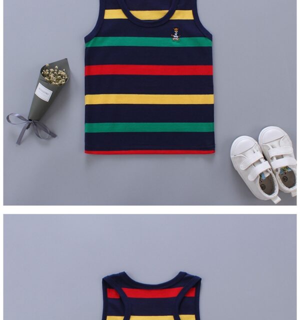 Breathable Cotton Striped Sleeveless Kids Vest - Image 11