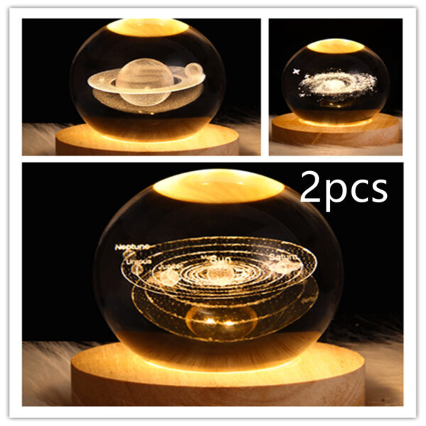 LED Night Light Galaxy Crystal Ball Table Lamp 3D Planet Moon Lamp Bedroom Home Decor For Kids Party Children Birthday Gifts - Image 39