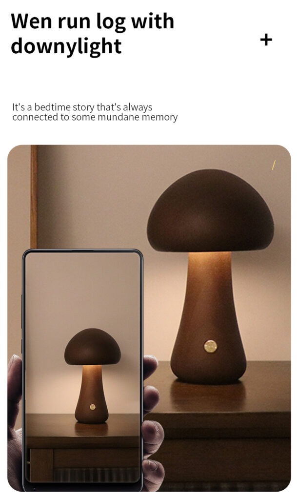 INS Wooden Cute Mushroom LED Night Light With Touch Switch  Bedside Table Lamp For Bedroom Childrens Room Sleeping Night Lamps Home Decor