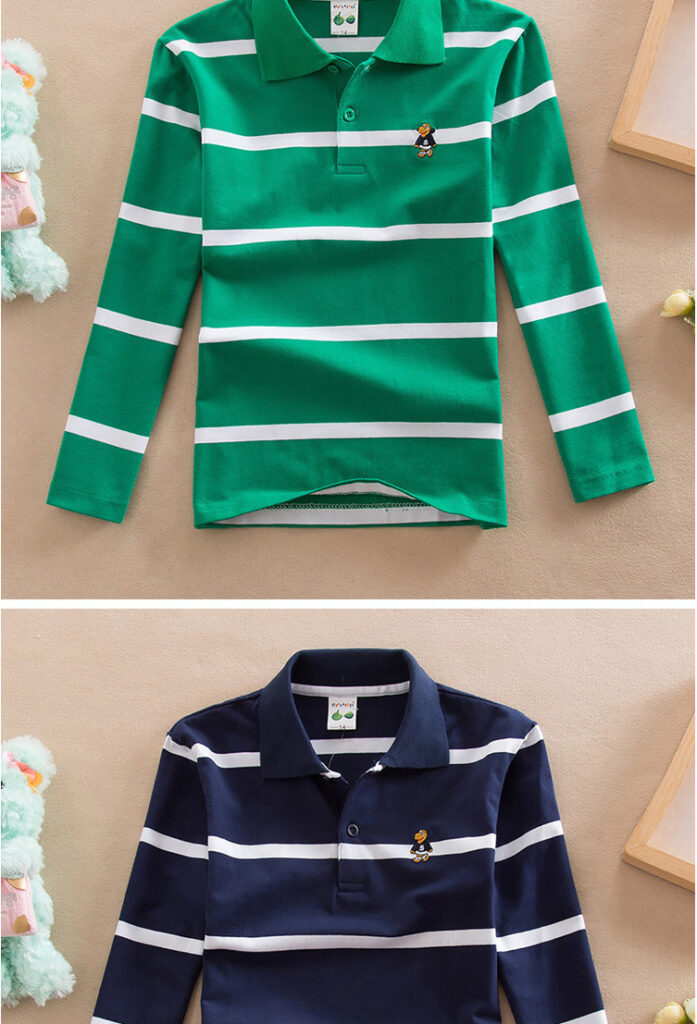 Turn-down Collar Long-sleeve T-shirt Childrens Clothing Business Top