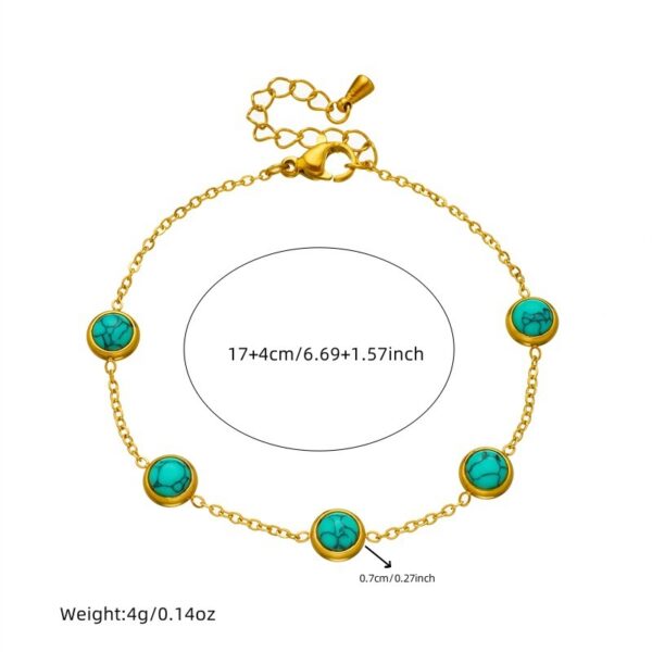 Retro All-Match Blue Turquoise Stainless Steel Jewelry Set - Image 3