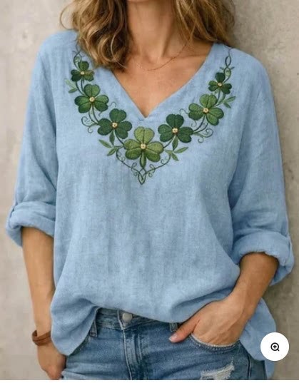 Women's Casual Loose-Fit V-Neck Pullover T-Shirt - Image 35