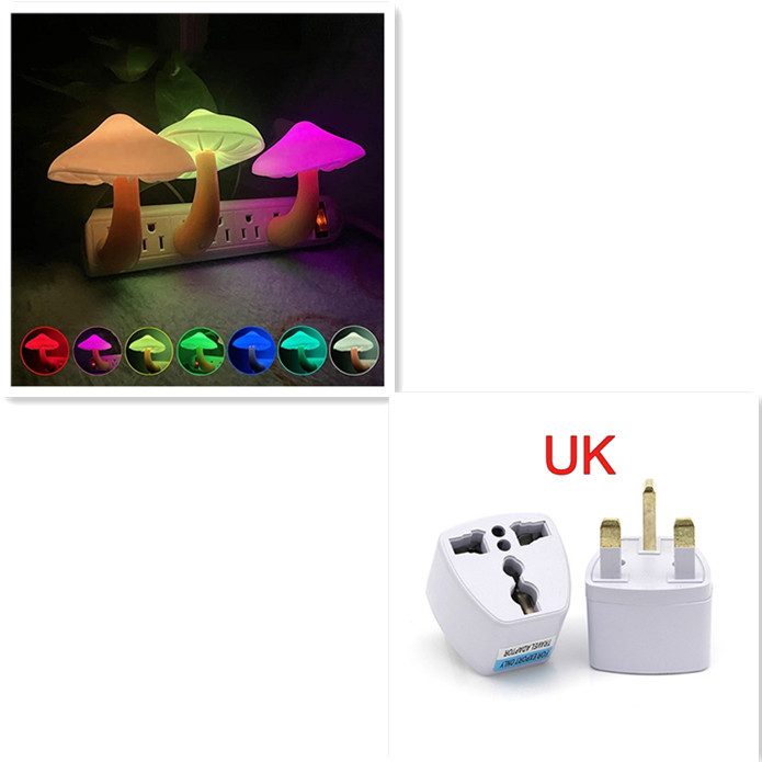 LED Night Light Mushroom Wall Socket Lamp EU US Plug Warm White Light-control Sensor Bedroom Light Home Decoration - Image 21