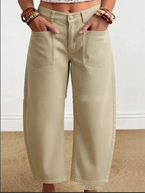 Women's Casual Solid-Color Fashionable Cotton Pants - Image 5