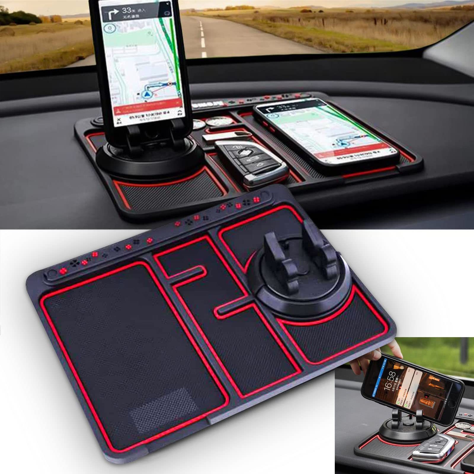 Non-Slip Car Phone Pad For 4-in-1 Car Parking Number Card Anti-Slip Mat Auto Phone Holder Sticky Anti Slide Dash Phone Mount - Image 1