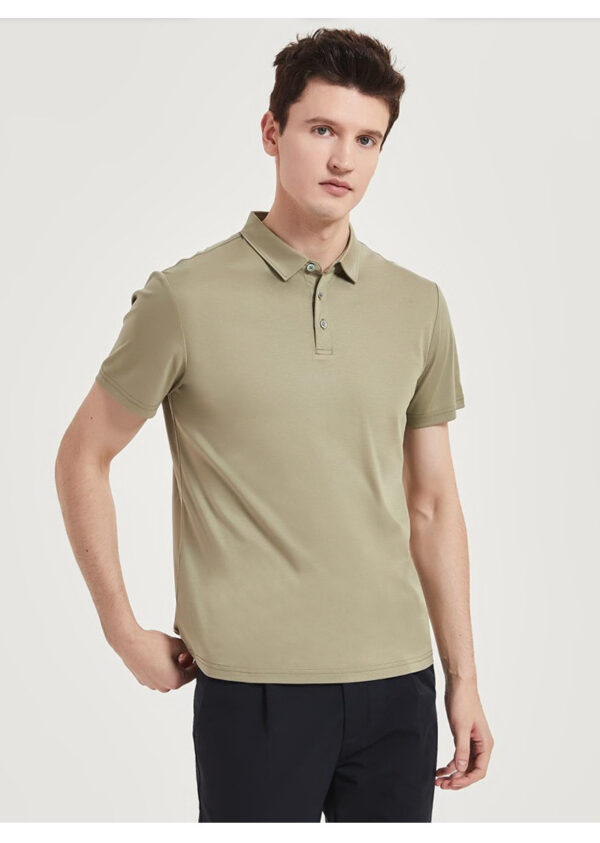 High-end 120-count Double-sided Mercerized Cotton Mens Short-sleeve Polo Shirt - Image 12