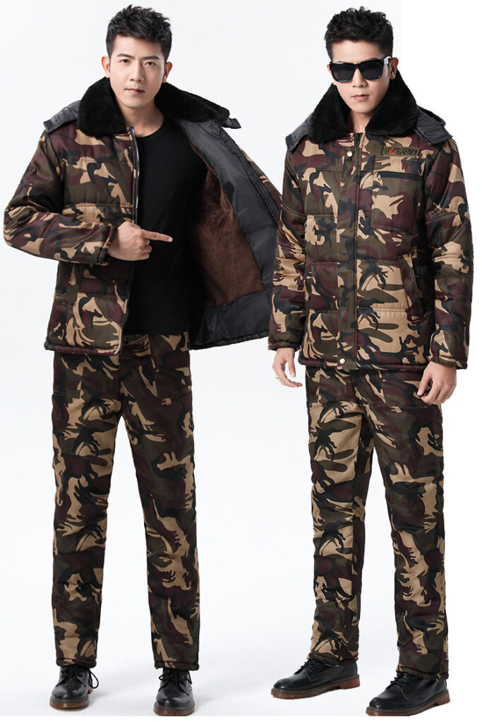 Winter Thickened Fleece Lined Camouflage Cotton Padded Jacket For Men