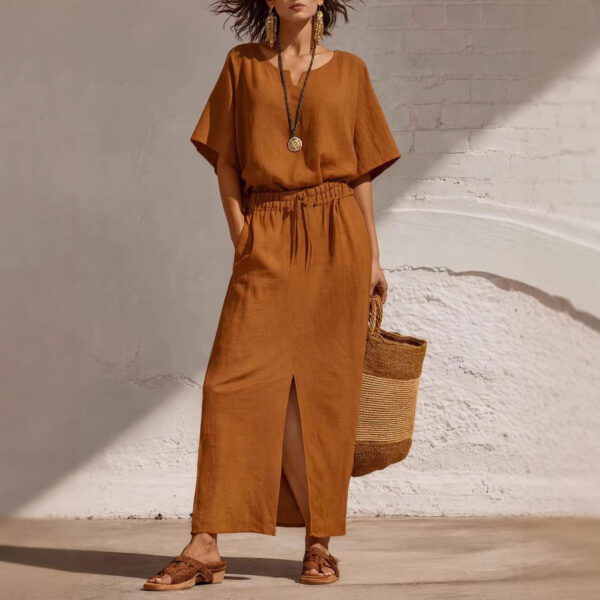 Women's Batwing-sleeve Top And Pencil Skirt Set - Image 8