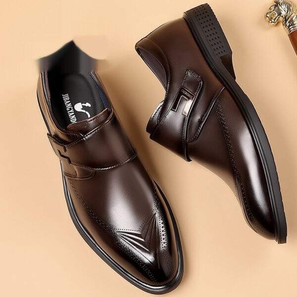 Mens Leather Shoes Made From Full-Grain Cowhide With A Pipe-Shaped Toe - Image 2