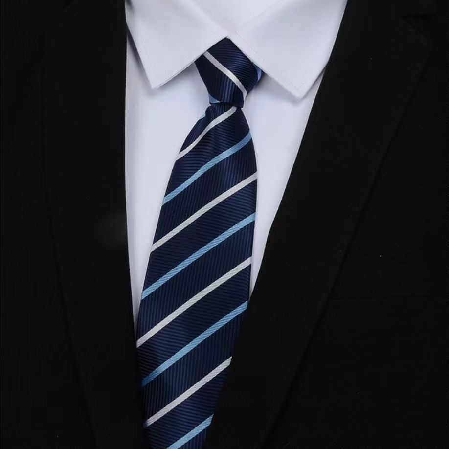 Mens Business Formal Zipper Tie With Blue Stripes - Image 51