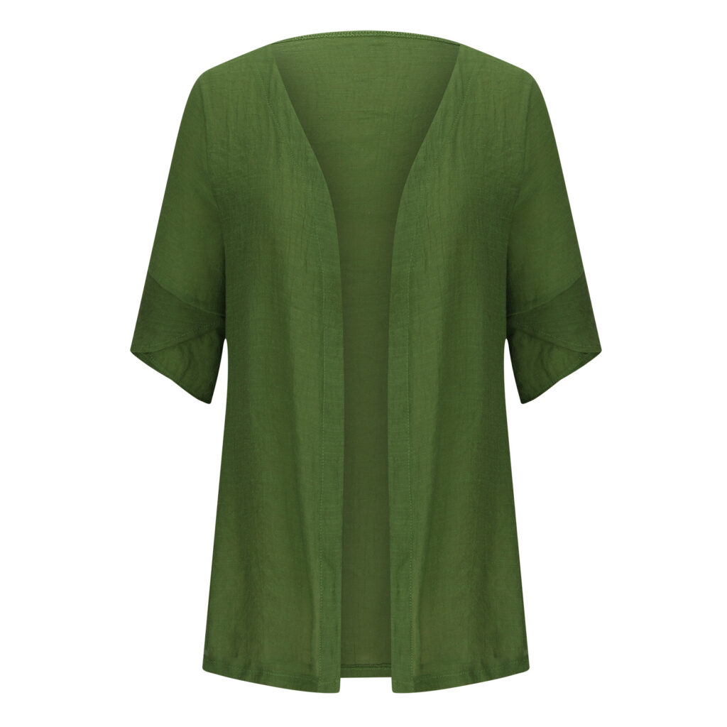 SpringSummer Casual Mid-Sleeve Solid-Color Thin Outerwear Coat