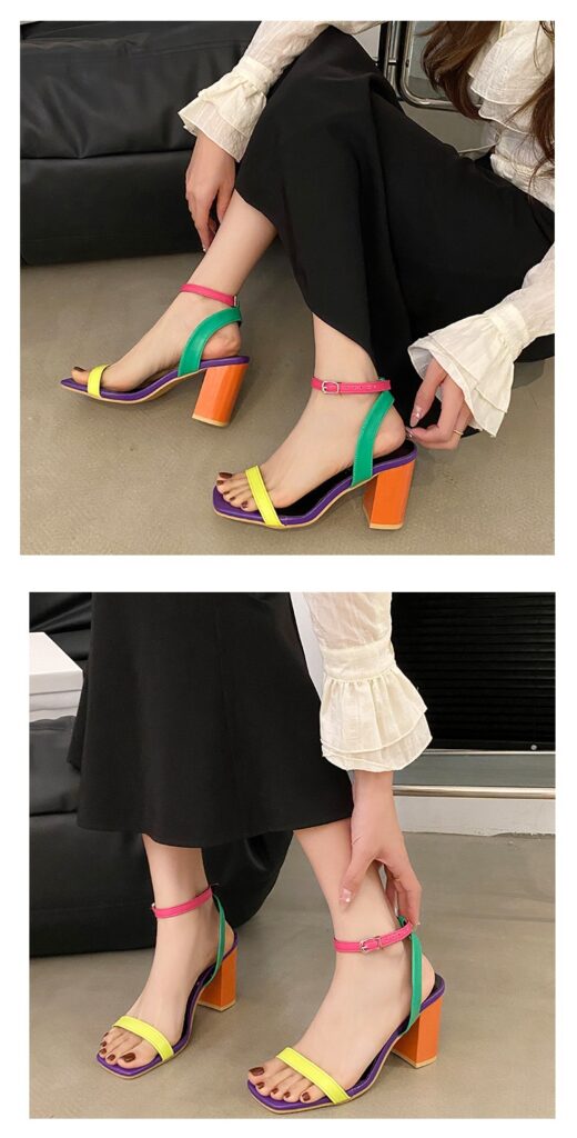 Colorful Lace-up Plus-size Export High-heeled Sandals For Women