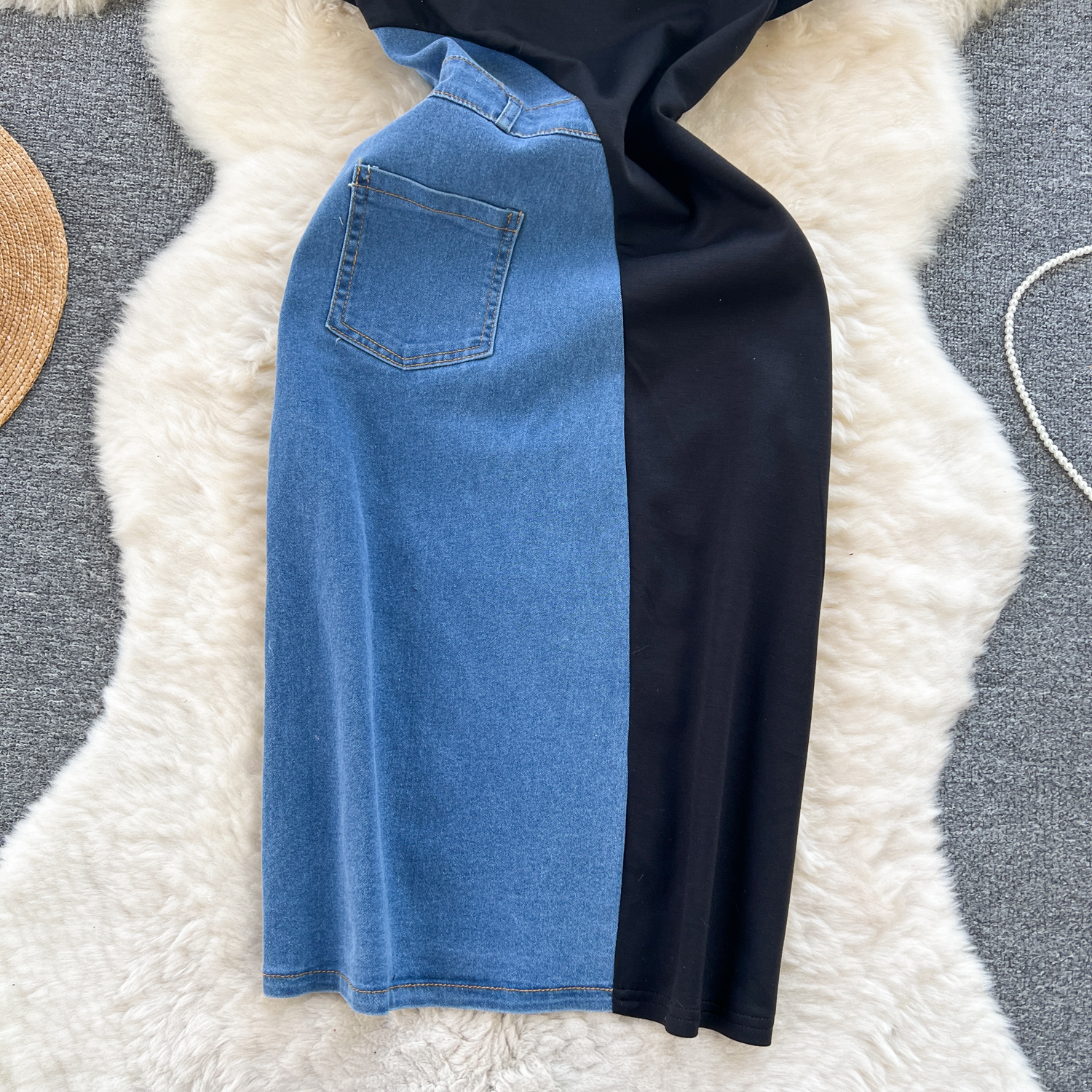 Retro Color-Block Patchwork Slim-Fit Dress For Women - Image 10