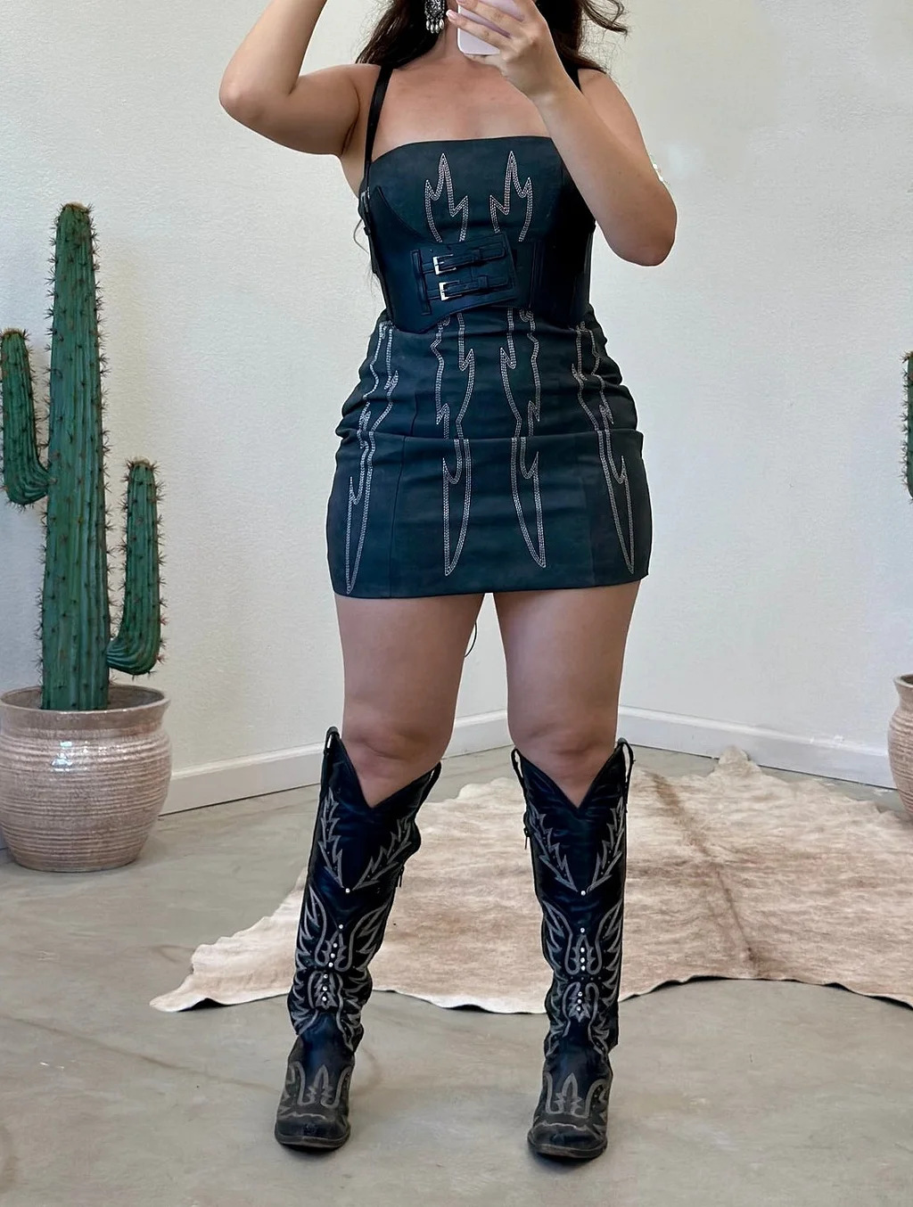 Denim-Style Patchwork Printed Tube Dress - Image 2