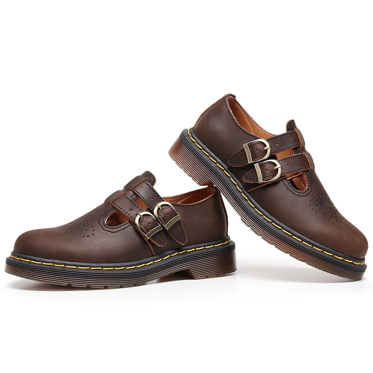 Genuine Leather Low-Top Womens Horse Brown Fashionable Casual Cowhide Shoes - Image 3