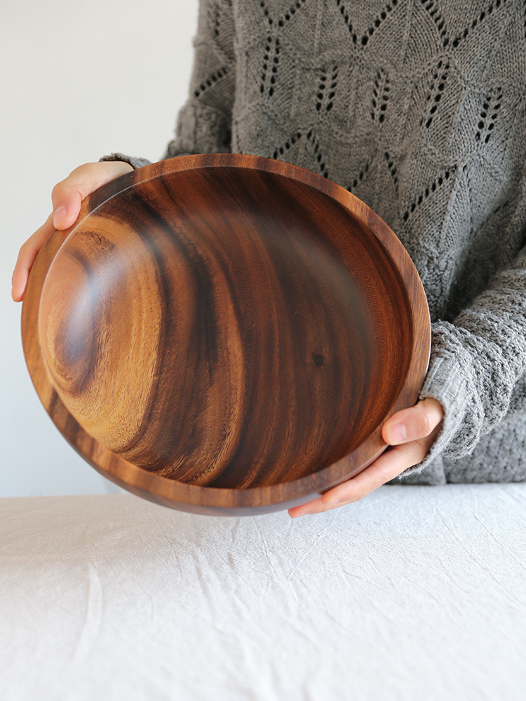 Kitchen Natural Wooden Bowl Household Fruit Bowl Salad Bowl For Home Restaurant Food Container Wooden Utensils Note The Size Hot - Image 8