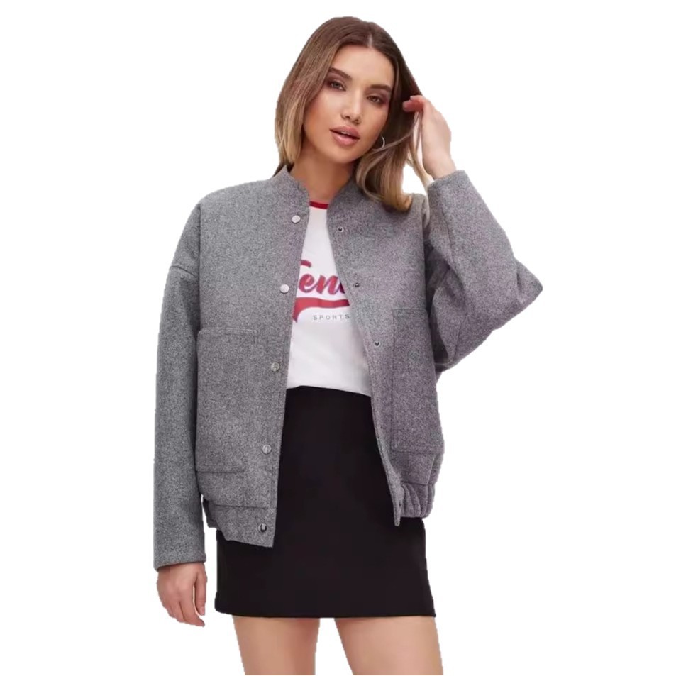 Versatile Pocketed Loose-Fit Bomber Jacket Coats - Image 2