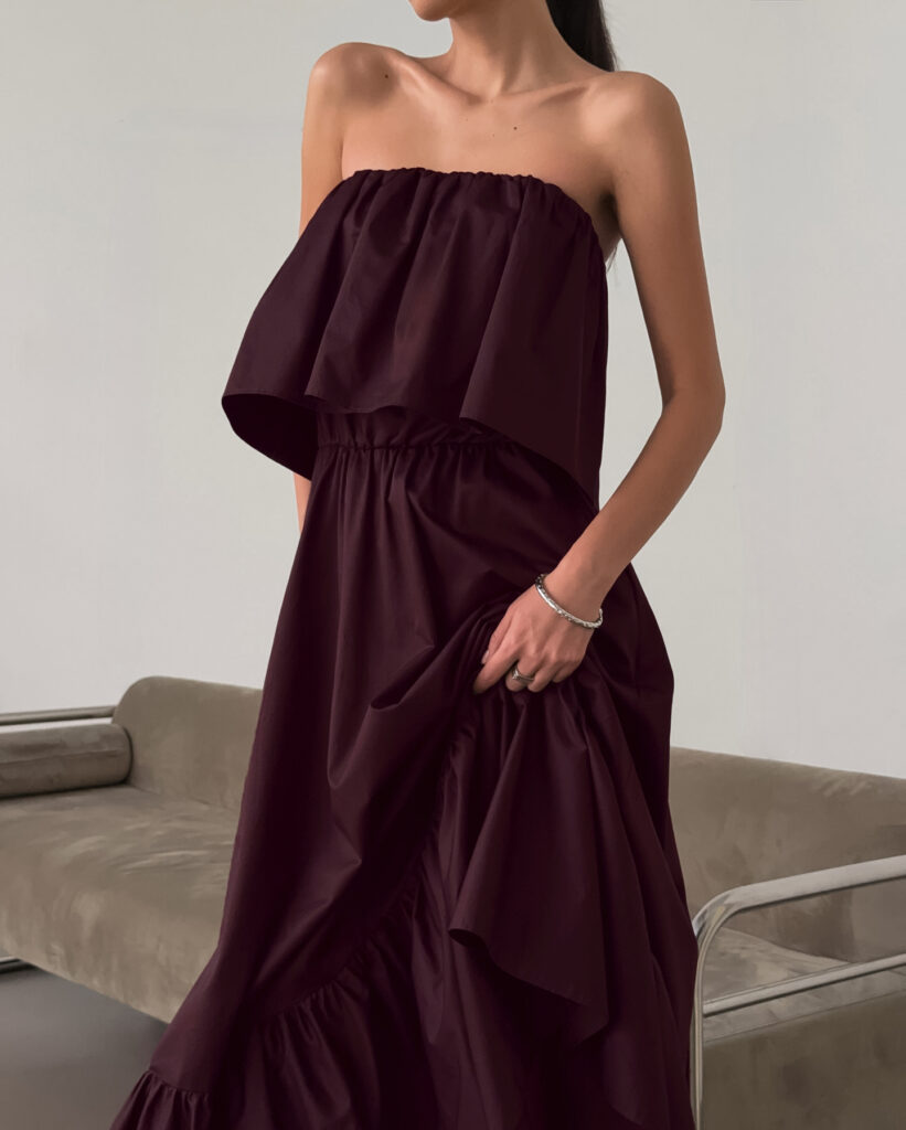Fashionable Ruffled Strapless Dress