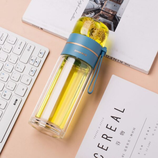 Glass Water Bottle With Tea Infuser Filter Tea Separation Double Wall Glass Bottle Leakproof Water Bottle - Image 22