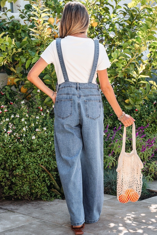 Pleated Wide Leg Pocketed Denim Jumpsuit - Image 2