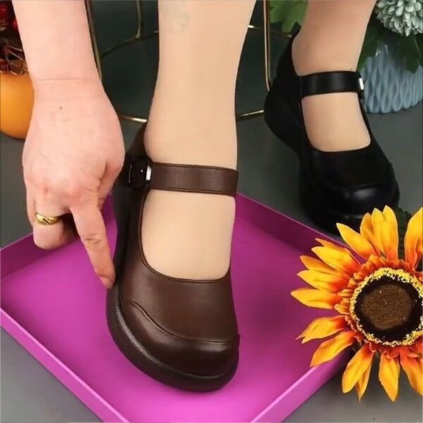 Women's Soft Leather Thick-soled Low-cut Shoes - Image 10