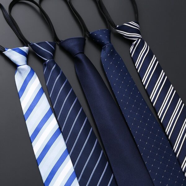 Mens Business Formal Zipper Tie With Blue Stripes - Image 5