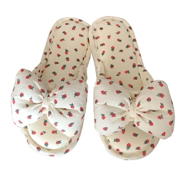 Household Sweet Bow-Knot Womens Cotton And Linen Slippers - Image 5