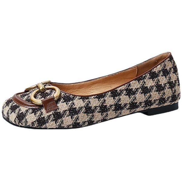 Women's Retro Metal-Buckle Square-Toe Flat Shoes - Image 5