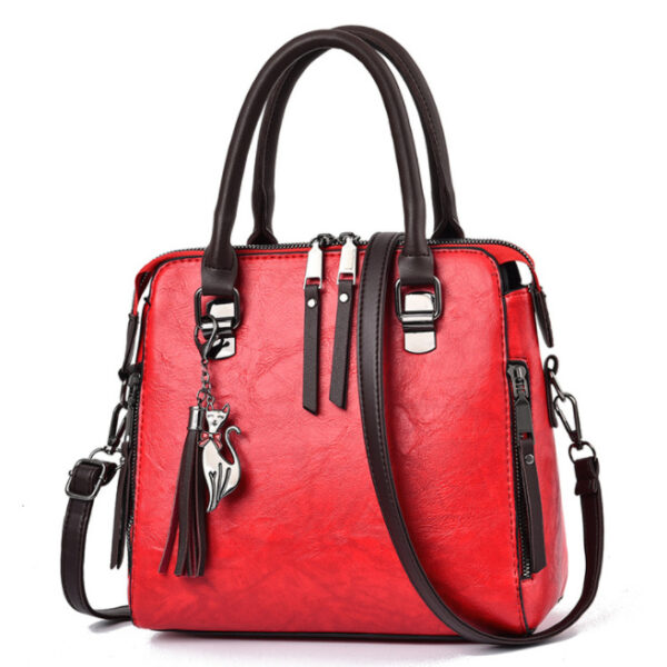 Vintage Handbag Women PU Leather Tassel Top-handle Bag Fashion Lady Tote Luxury Large Capacity Shoulder Bag - Image 6