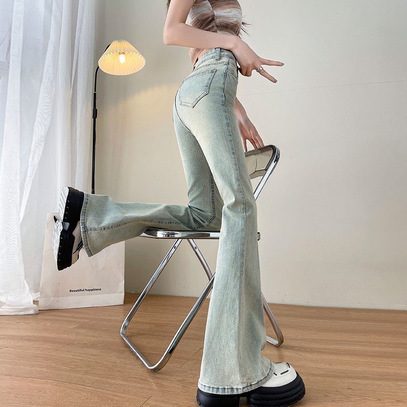 Light Blue American-Style Flared Jeans For Women - Image 7