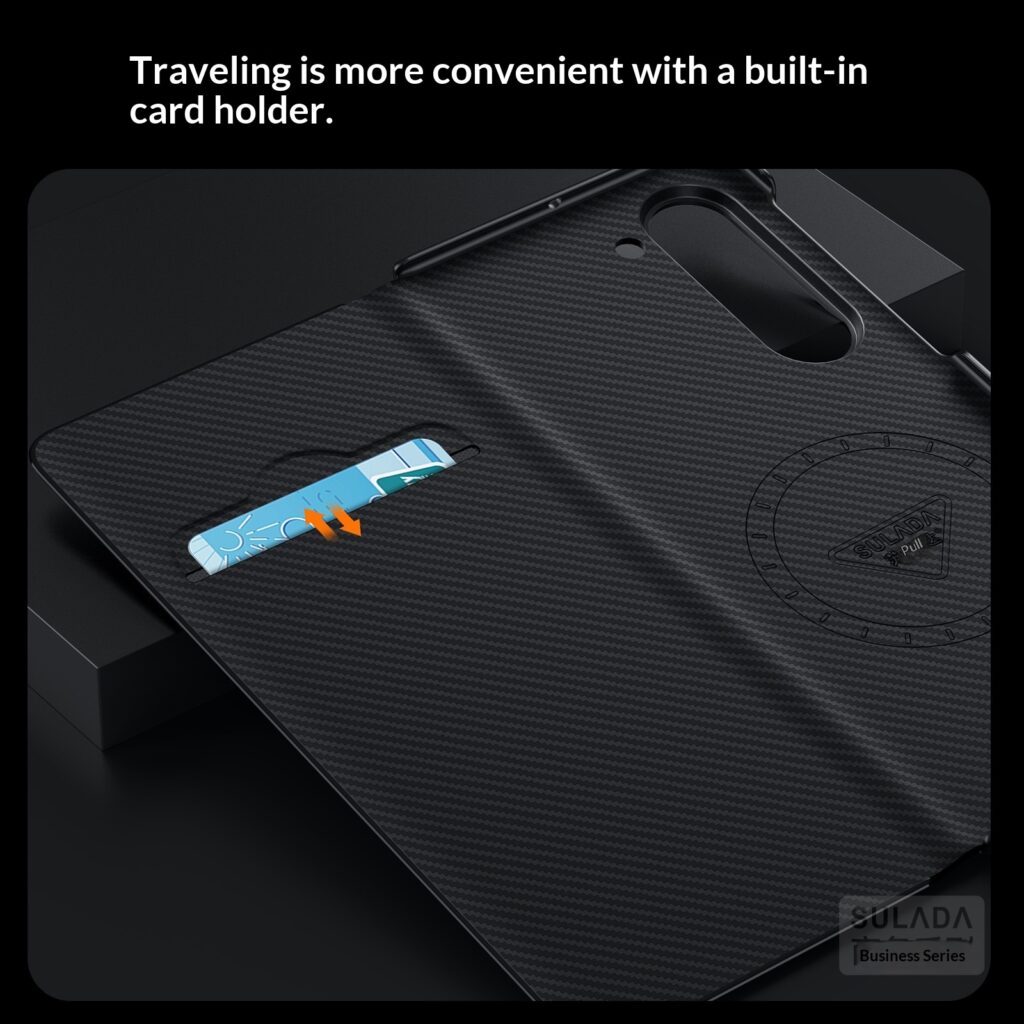 Carbon-fiber Leather Flip Case With Magnetic Card Slots For Phones