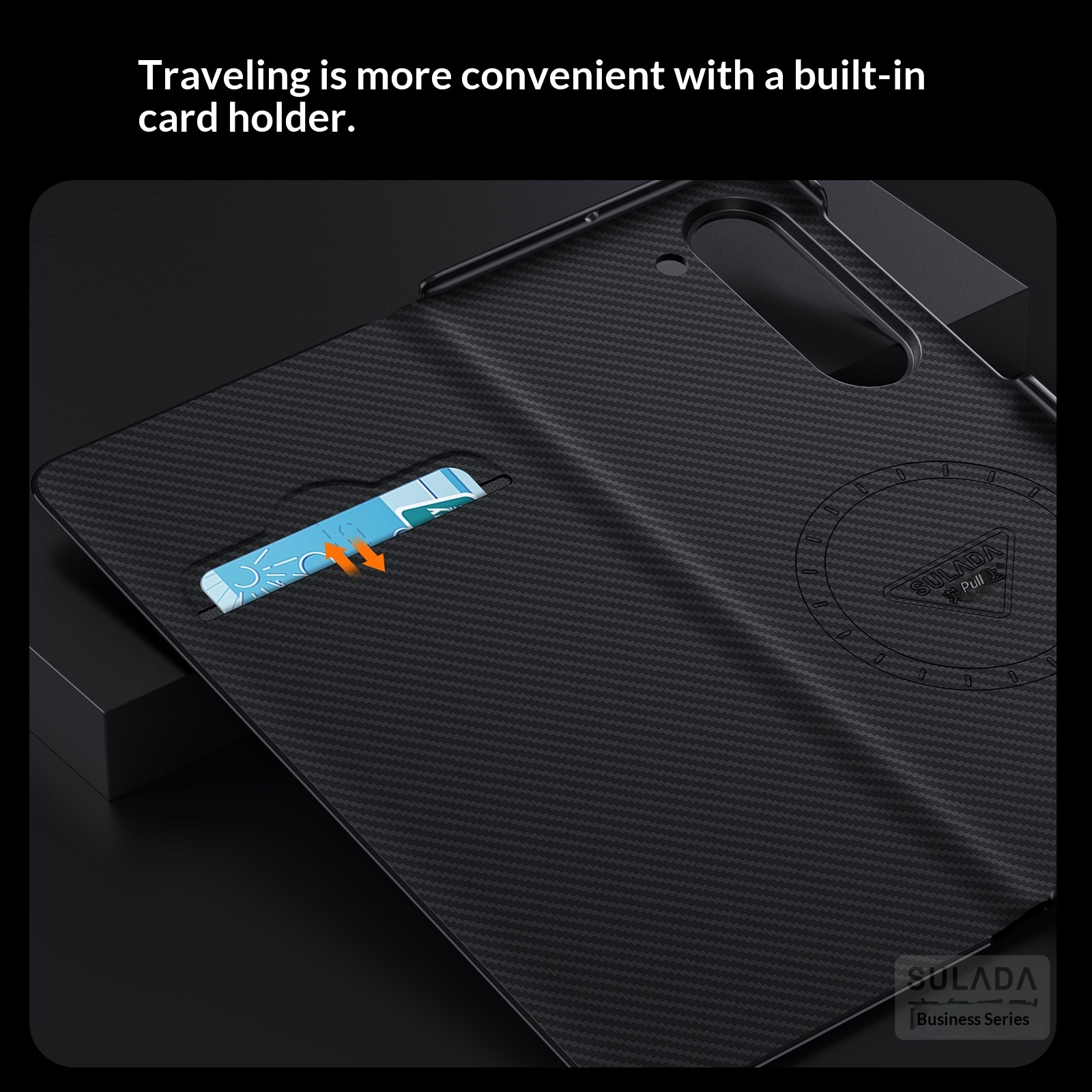 Carbon-fiber Leather Flip Case With Magnetic Card Slots For Phones - Image 6