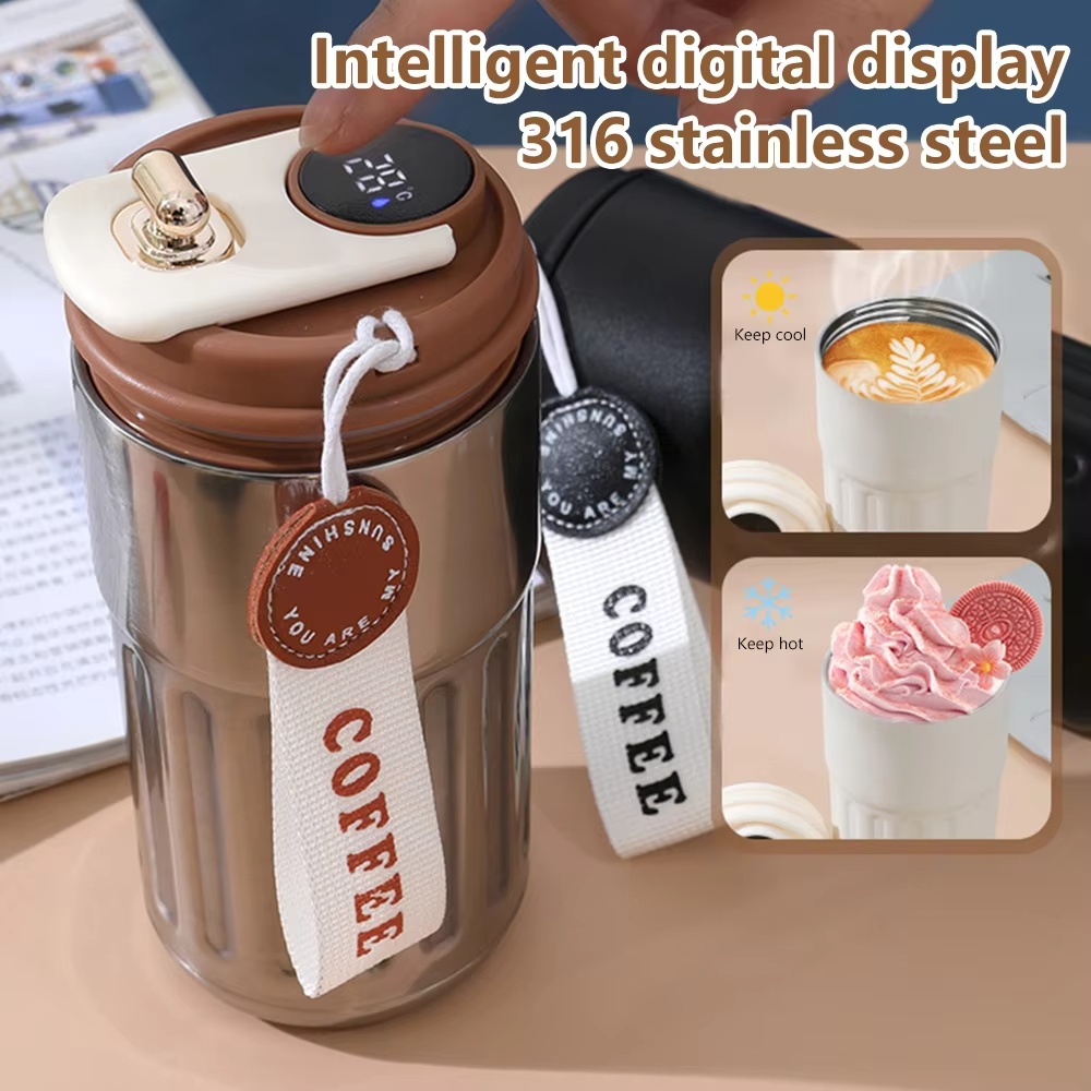 Smart Digital Thermal Bottle Portable Coffee Mug Stainless Steel Water Bottle In-Car Insulated Cup Keep Cold Vacuum Flasks 450ml - Image 19