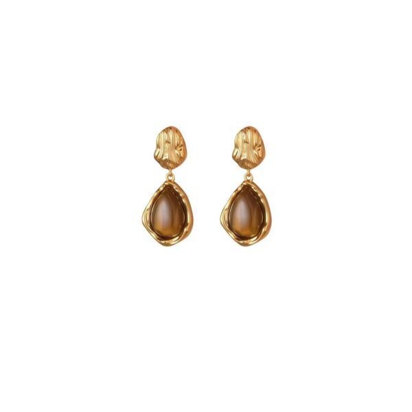 2026 New Vintage Tiger's Eye Dangle Earrings For Women, Luxury Elegant Hong Kong Style Unique Design Fashion Earrings - Image 2