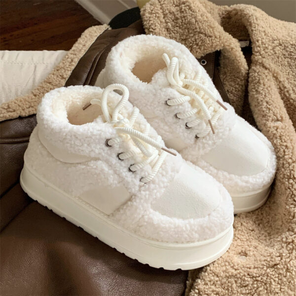 Korean-style Color-Block Lambswool Casual Sneakers AutumnWinter Cotton Boots - Image 4