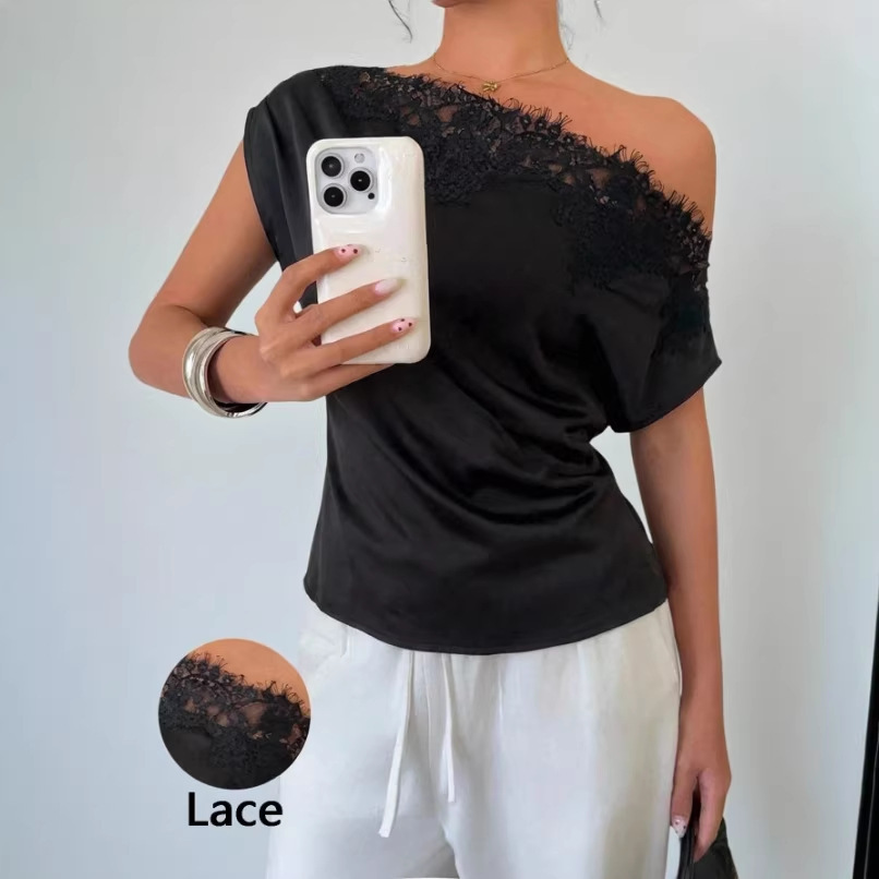 Irregular Hem Short-Sleeve Defined-Waist Elegant Top For Women - Image 3
