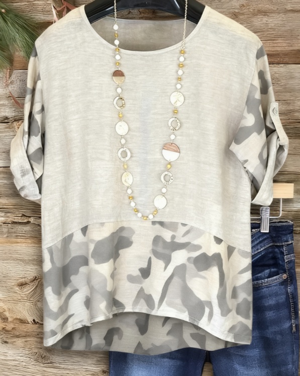 Women's Leopard Print Loose Rolled Sleeve Mid-Length Top - Image 10